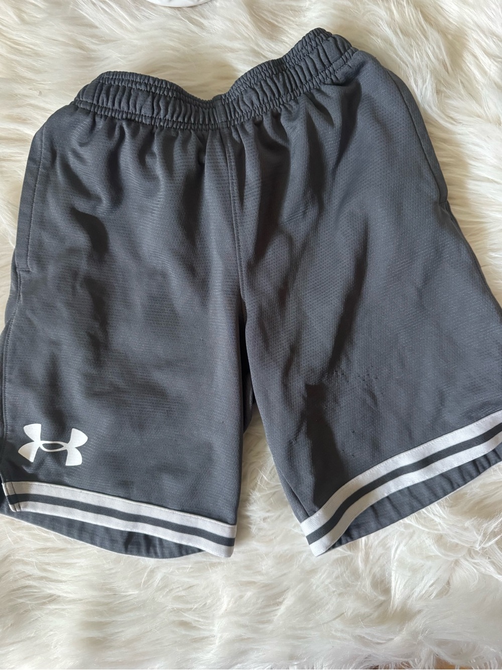 Under Armour Charcoal Athletic Shorts with White Accents